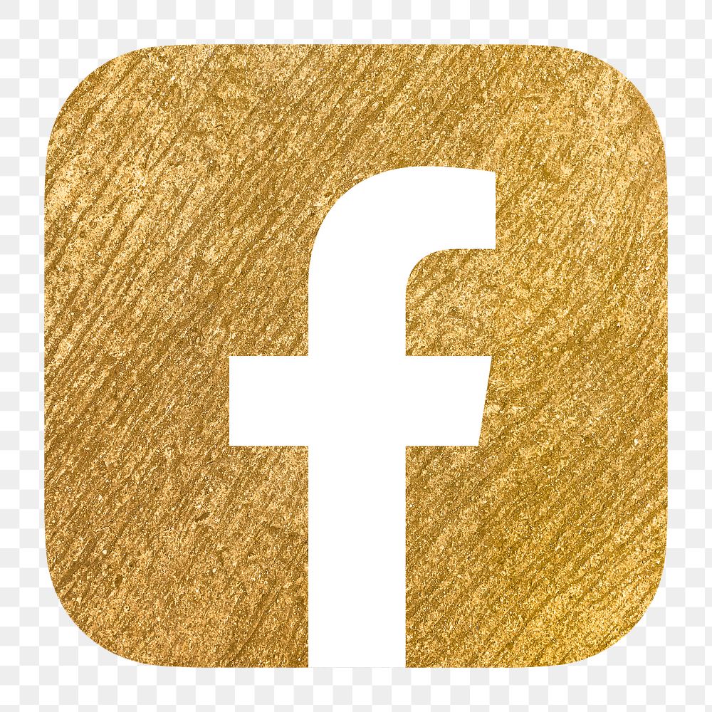 Facebook icon for social media in gold design png. 13 MAY 2022 - BANGKOK, THAILAND