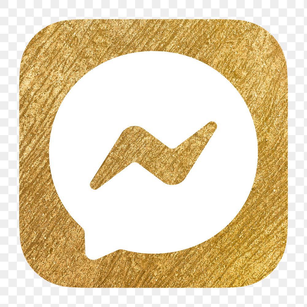 Messenger icon for social media in gold design png. 13 MAY 2022 - BANGKOK, THAILAND