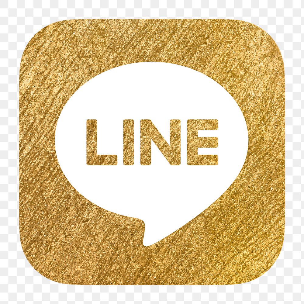 LINE icon for social media in gold design png. 13 MAY 2022 - BANGKOK, THAILAND