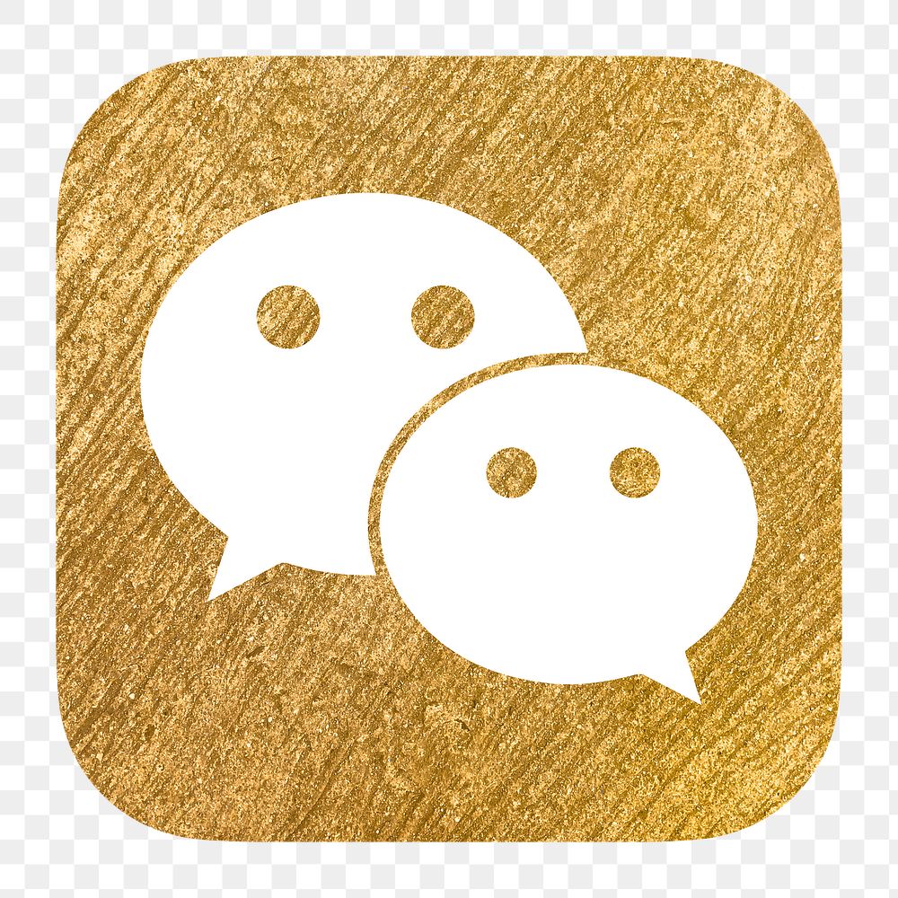 WeChat icon for social media in gold design png. 13 MAY 2022 - BANGKOK, THAILAND
