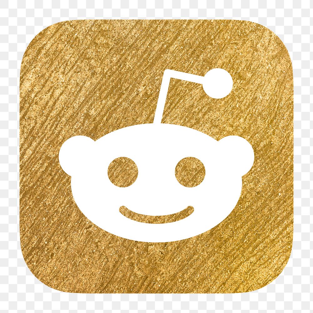 Reddit icon for social media in gold design png. 13 MAY 2022 - BANGKOK, THAILAND