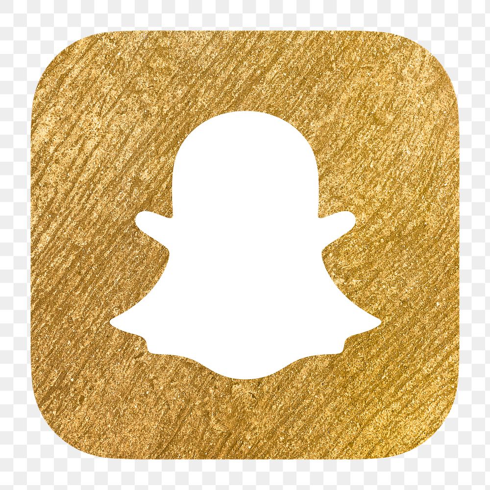 Snapchat icon for social media in gold design png. 13 MAY 2022 - BANGKOK, THAILAND