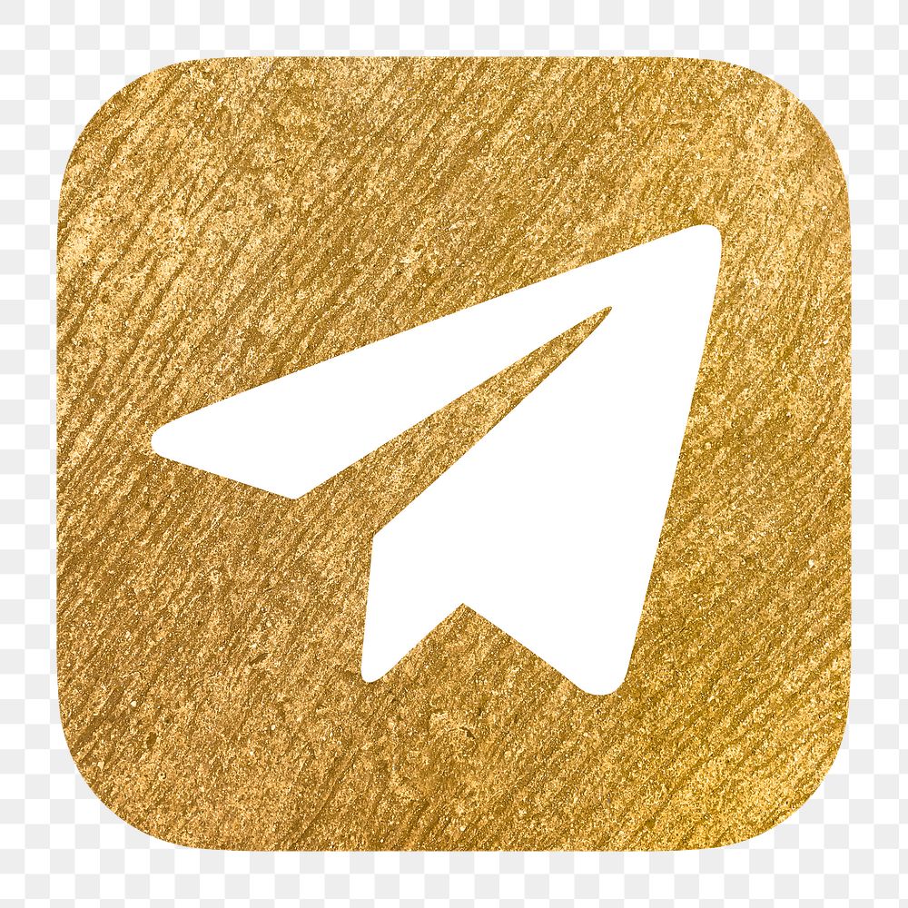 Telegram icon for social media in gold design png. 13 MAY 2022 - BANGKOK, THAILAND
