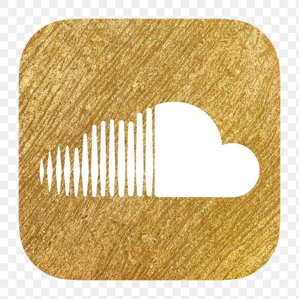 Soundcloud icon for social media in gold design png. 13 MAY 2022 - BANGKOK, THAILAND