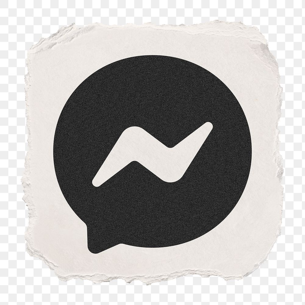 Messenger icon for social media in ripped paper design png. 13 MAY 2022 - BANGKOK, THAILAND