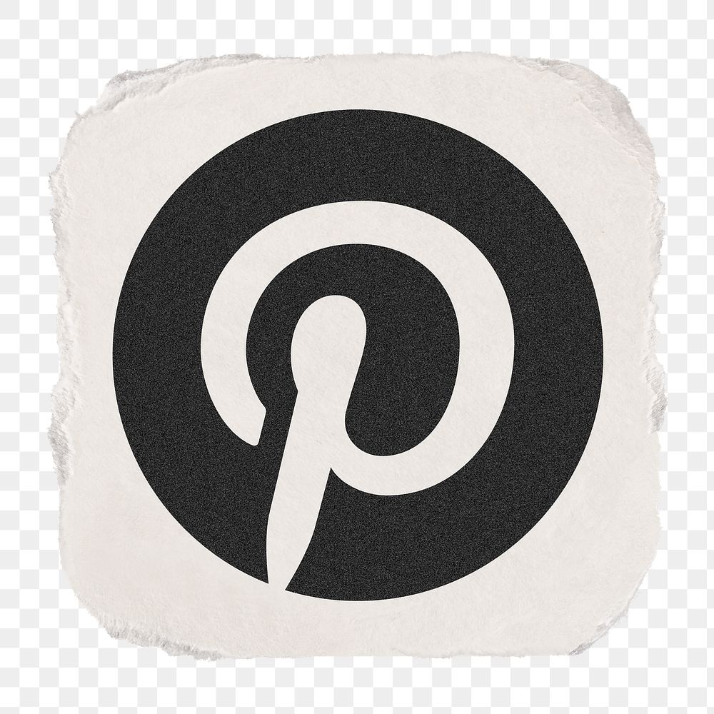 Pinterest icon for social media in ripped paper design png. 13 MAY 2022 - BANGKOK, THAILAND