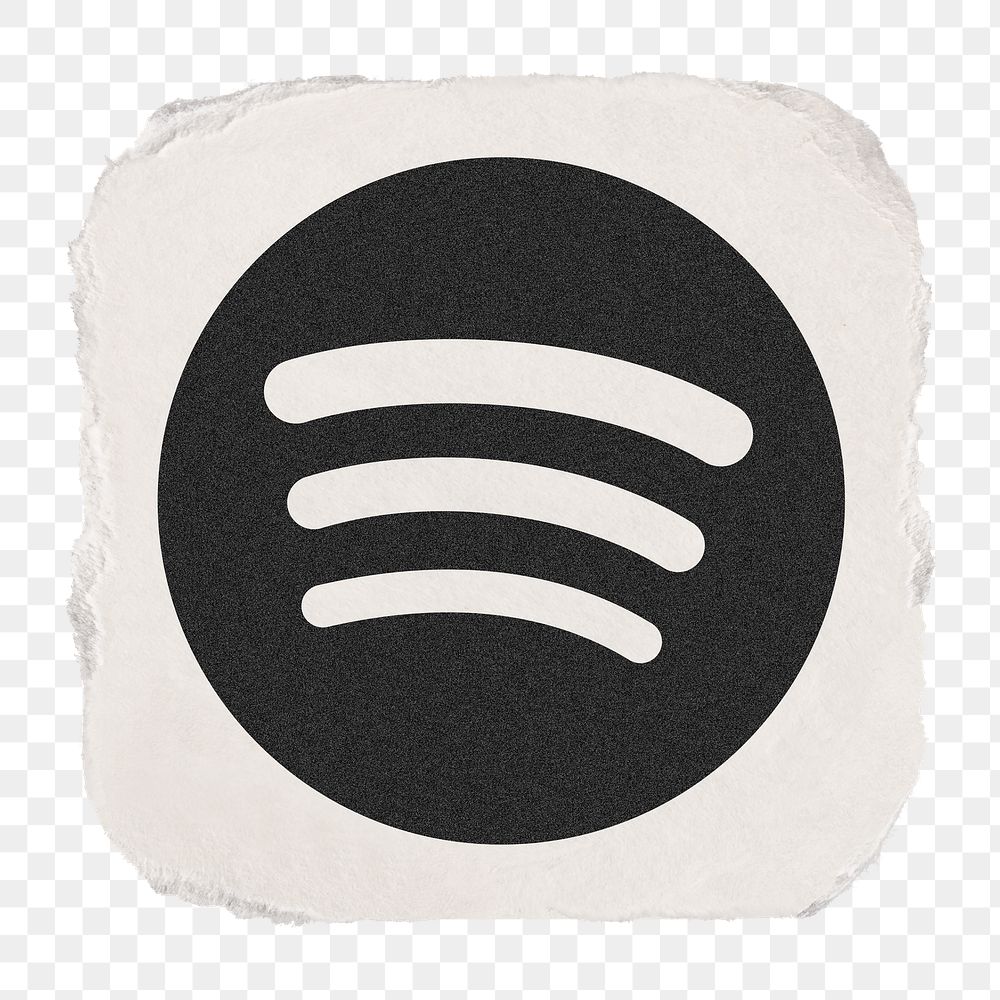 Spotify icon for social media in ripped paper design png. 13 MAY 2022 - BANGKOK, THAILAND