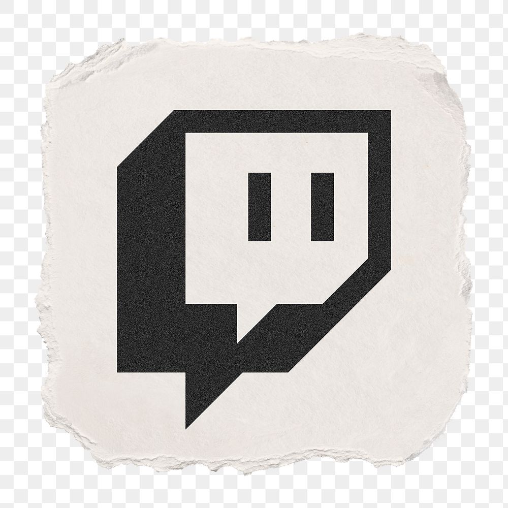 Twitch icon for social media in ripped paper design png. 13 MAY 2022 - BANGKOK, THAILAND