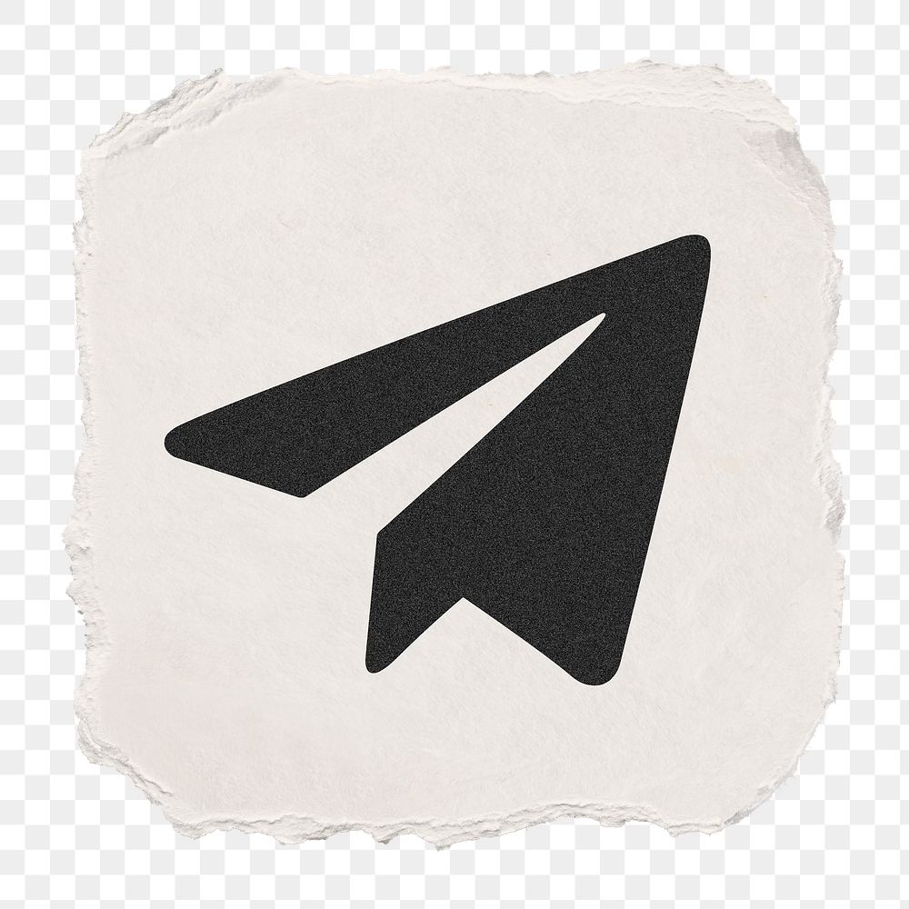Telegram icon for social media in ripped paper design png. 13 MAY 2022 - BANGKOK, THAILAND