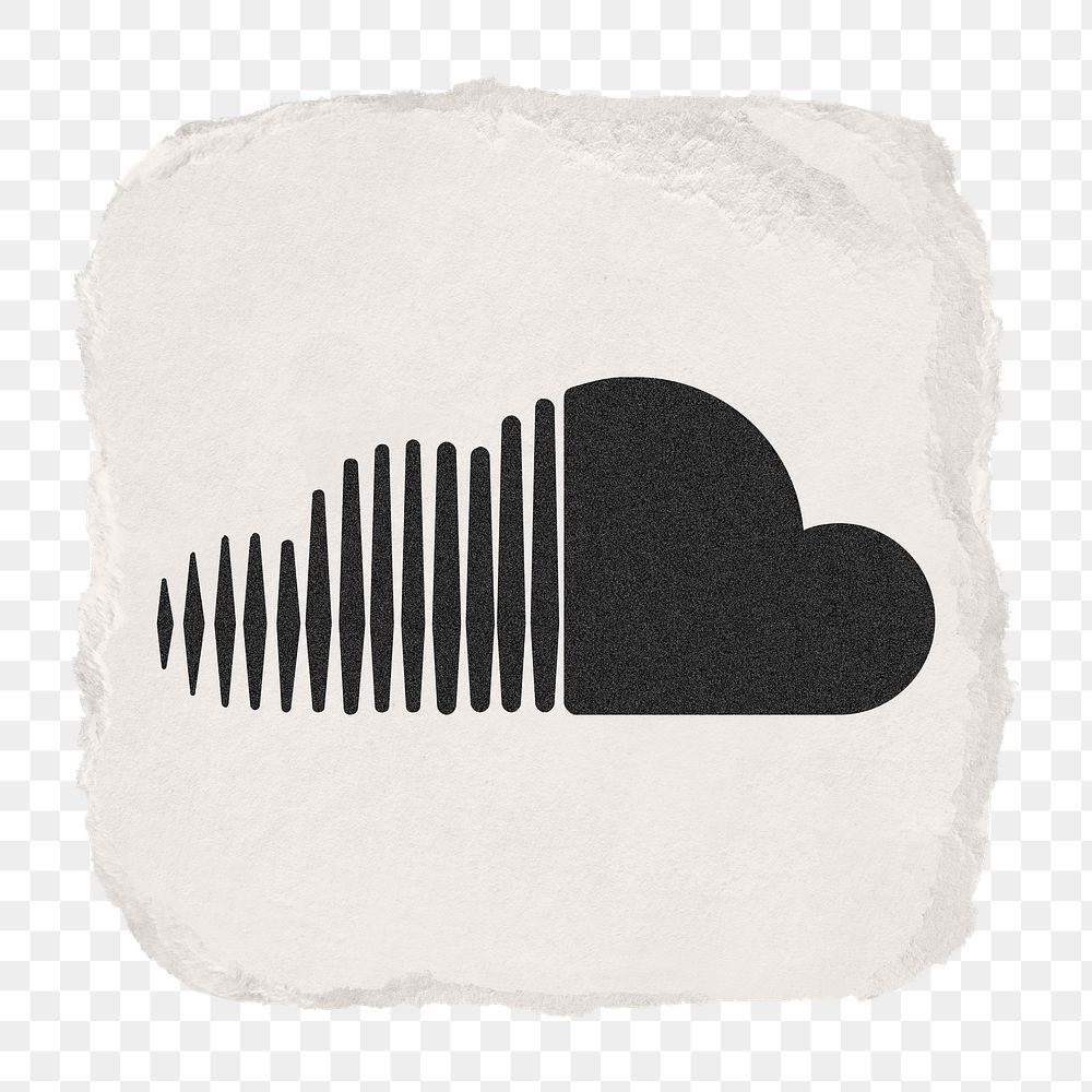 Soundcloud icon for social media in ripped paper design png. 13 MAY 2022 - BANGKOK, THAILAND
