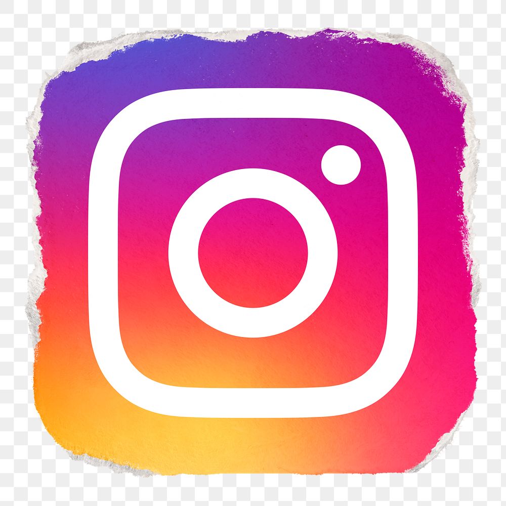 Instagram icon for social media in ripped paper design png. 13 MAY 2022 - BANGKOK, THAILAND