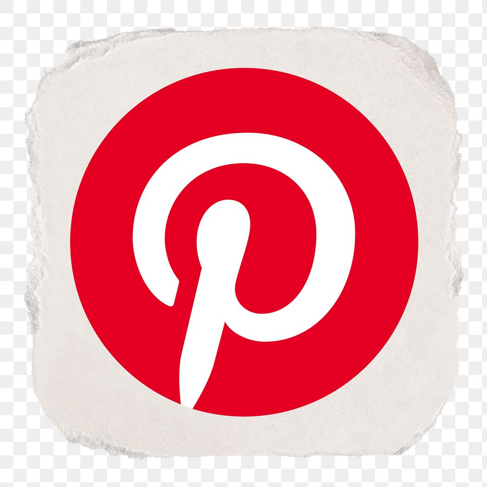 Pinterest icon for social media in ripped paper design png. 13 MAY 2022 - BANGKOK, THAILAND