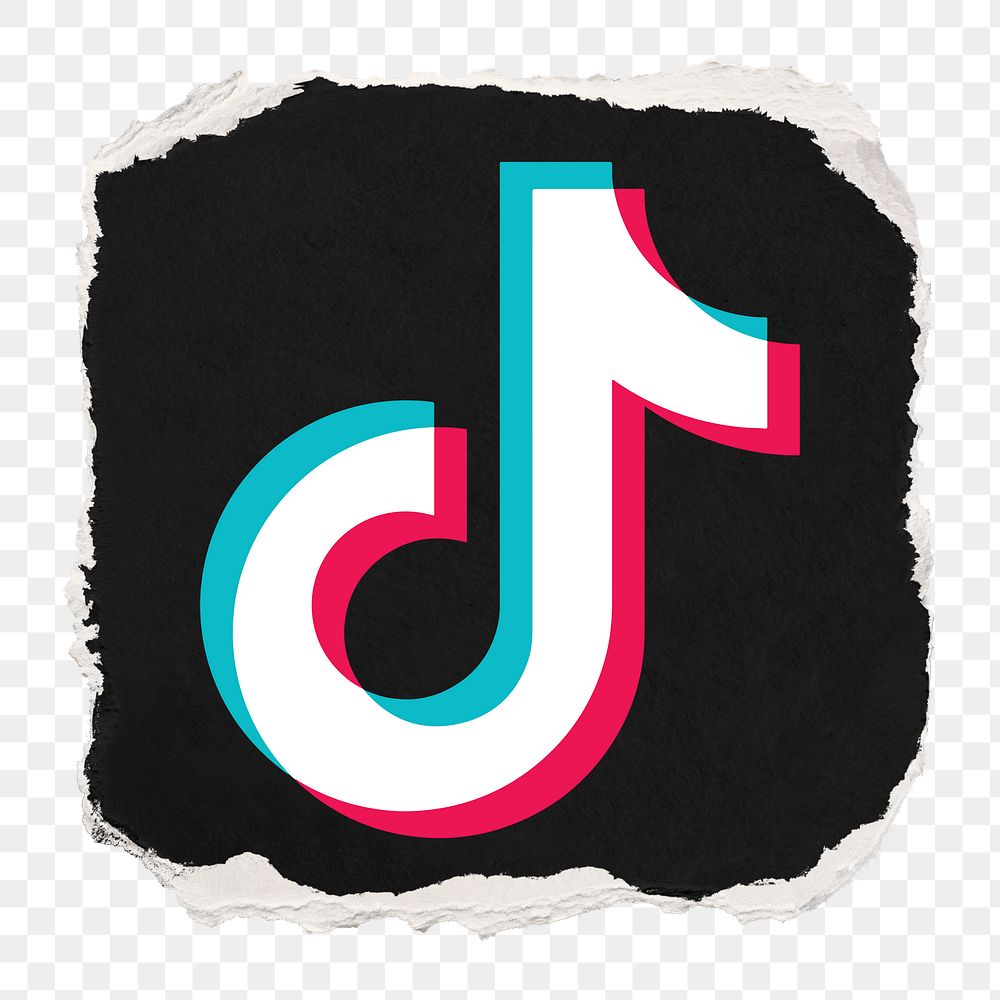 TikTok icon for social media in ripped paper design png. 13 MAY 2022 - BANGKOK, THAILAND