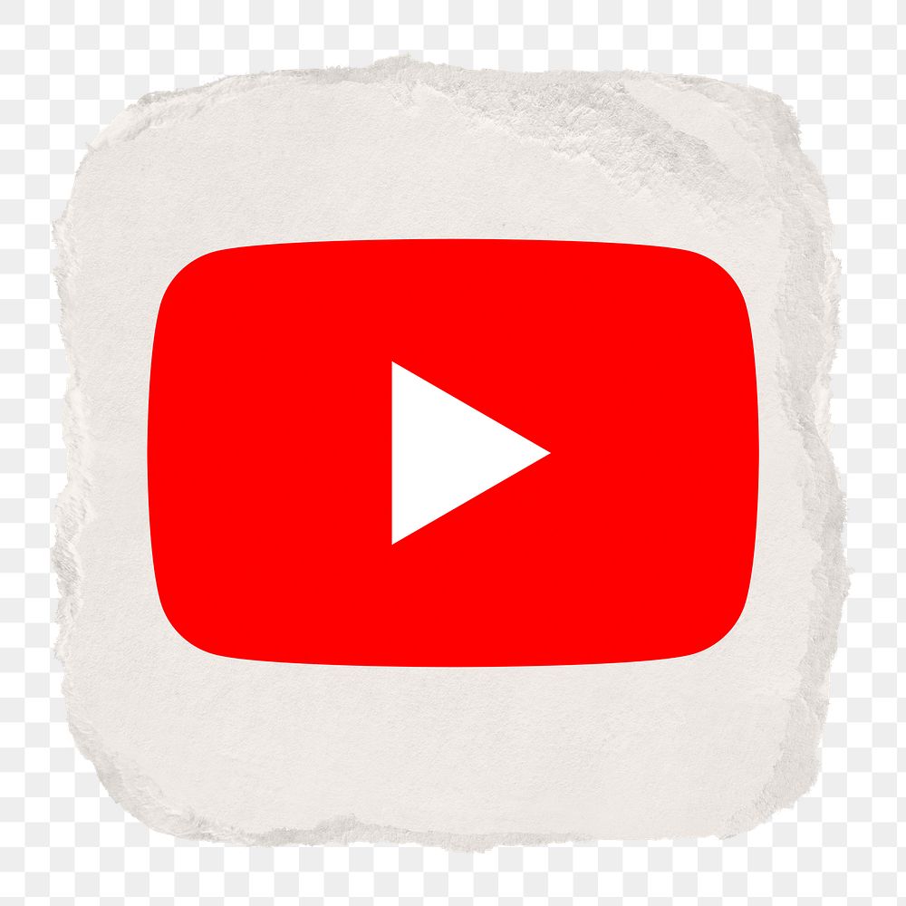 YouTube icon for social media in ripped paper design png. 13 MAY 2022 - BANGKOK, THAILAND