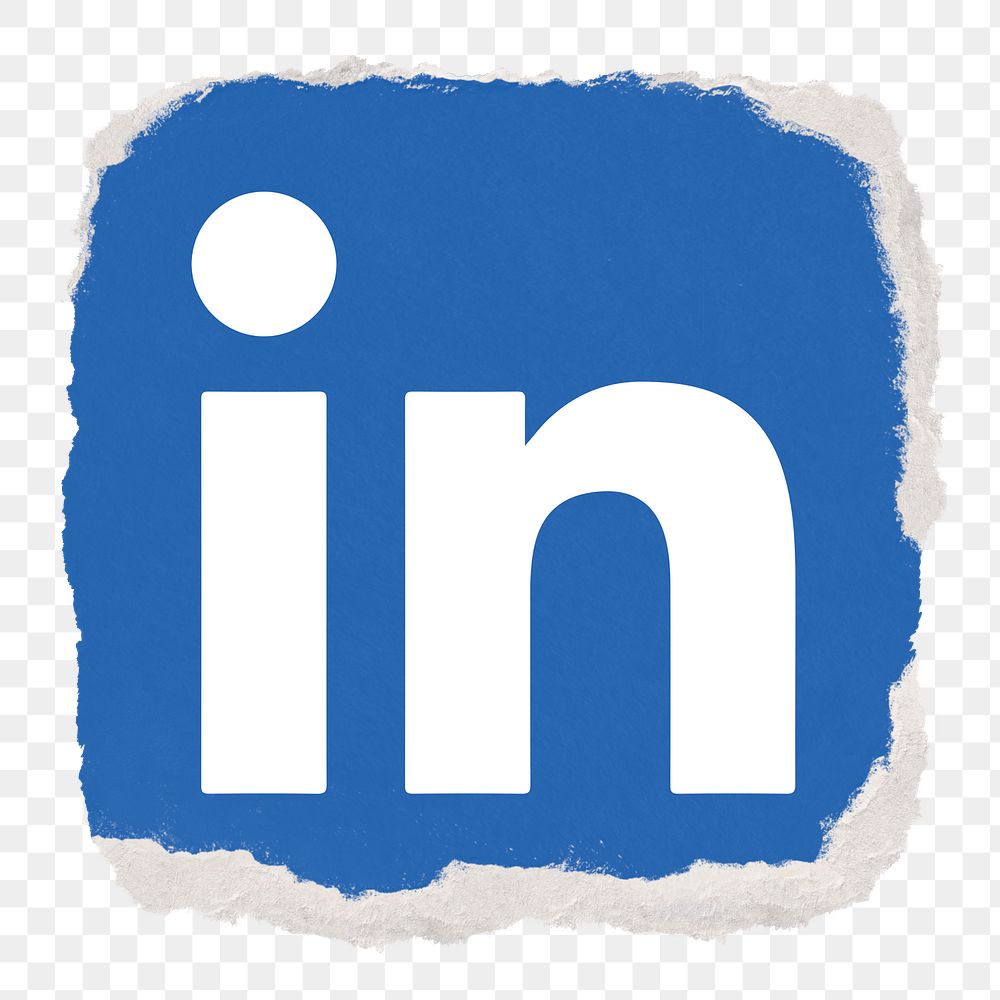 LinkedIn icon for social media in ripped paper design png. 13 MAY 2022 - BANGKOK, THAILAND