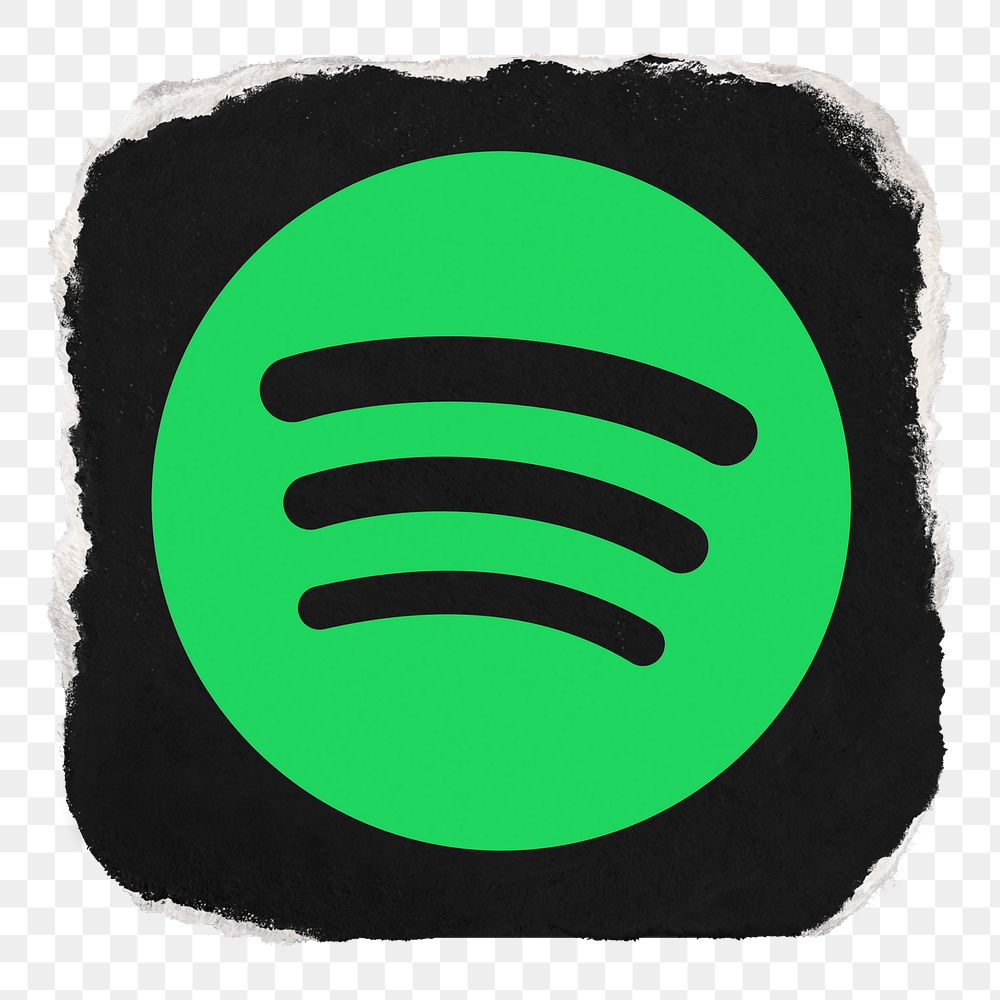 Spotify icon for social media in ripped paper design png. 13 MAY 2022 - BANGKOK, THAILAND