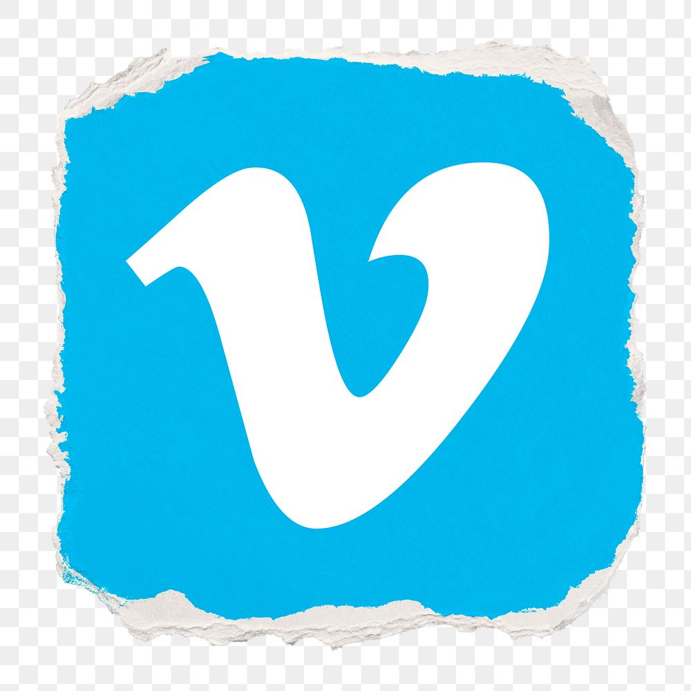 Vimeo icon for social media in ripped paper design png. 13 MAY 2022 - BANGKOK, THAILAND