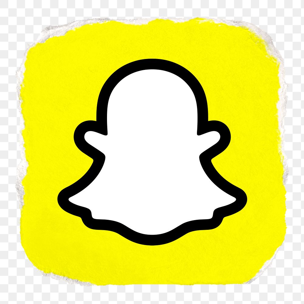 Snapchat icon for social media in ripped paper design png. 13 MAY 2022 - BANGKOK, THAILAND