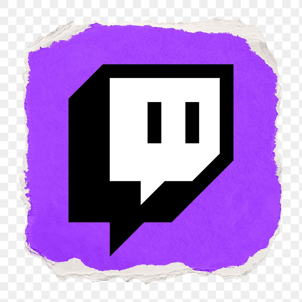 Twitch icon for social media in ripped paper design png. 13 MAY 2022 - BANGKOK, THAILAND