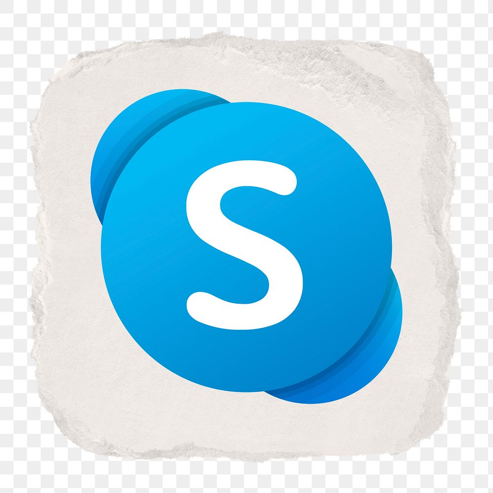 Skype icon for social media in ripped paper design png. 13 MAY 2022 - BANGKOK, THAILAND