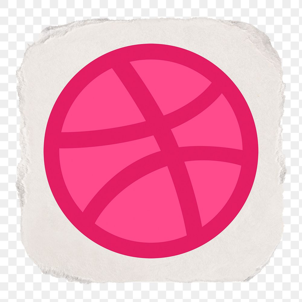 Dribbble icon for social media in ripped paper design png. 13 MAY 2022 - BANGKOK, THAILAND