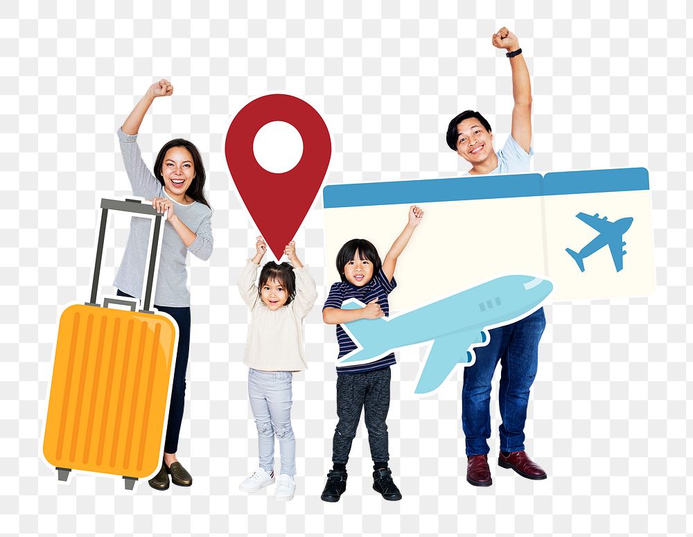 Family vacation png sticker, transparent background