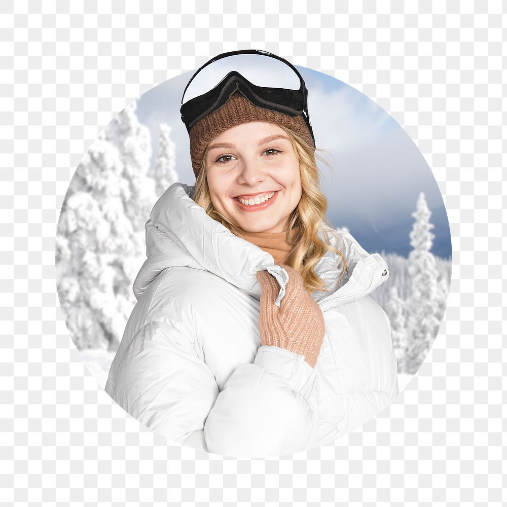 Woman ski outfit png sticker, transparent background