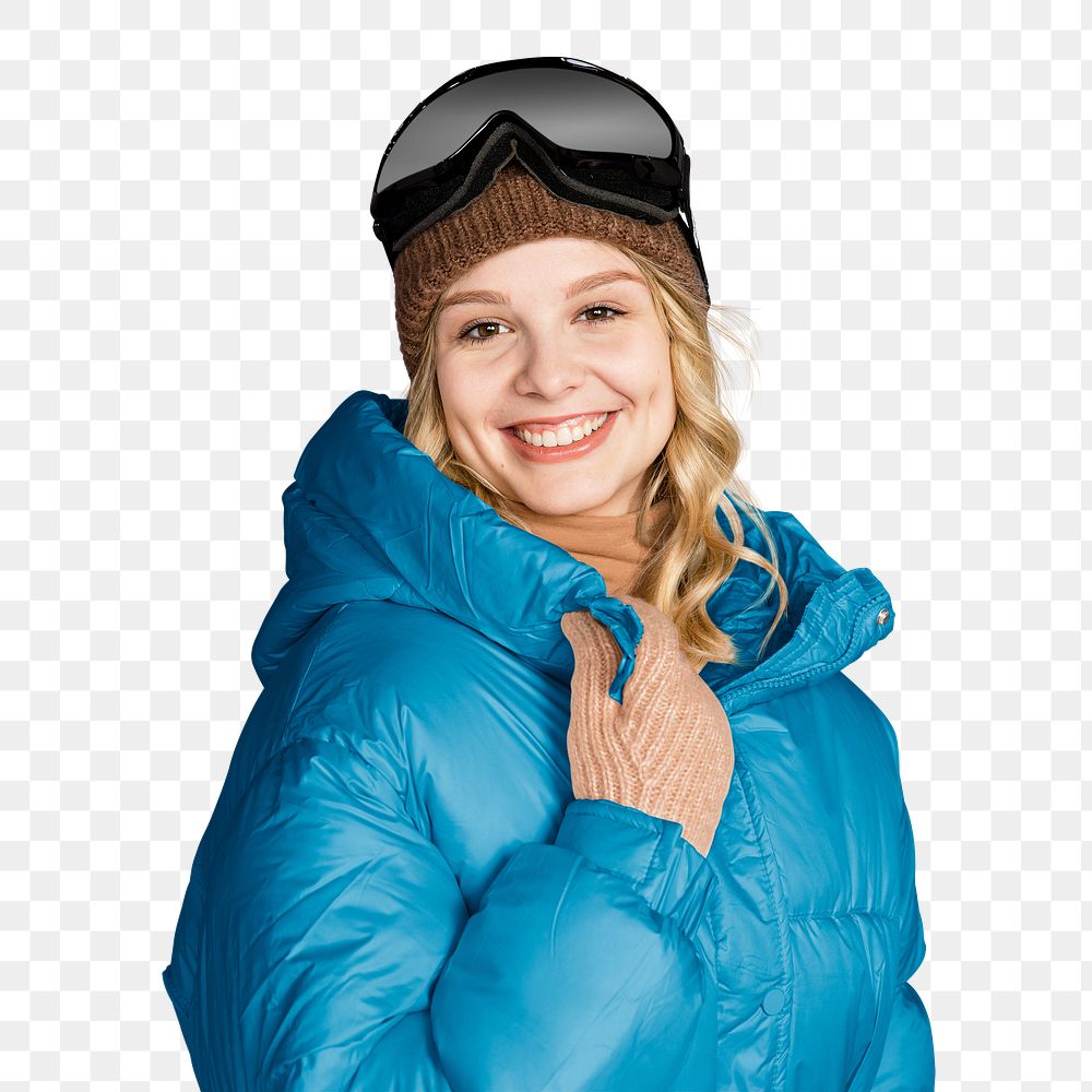 Woman ski outfit png sticker, transparent background