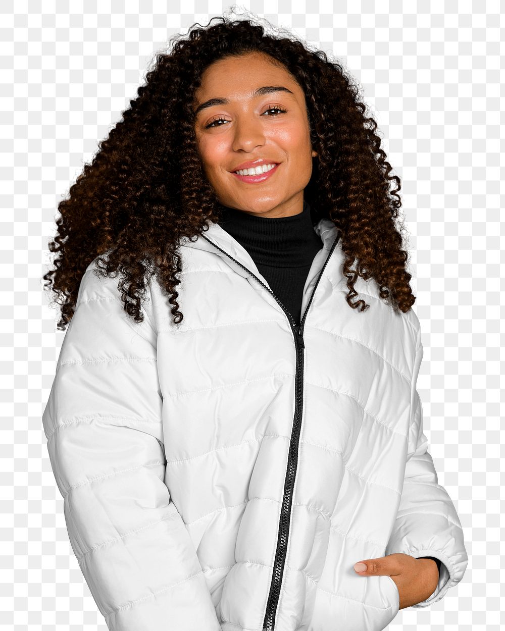 Woman's winter jacket png sticker, transparent background