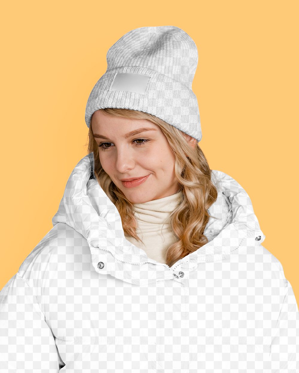 Png jacket & beanie mockup, winter fashion, transparent design