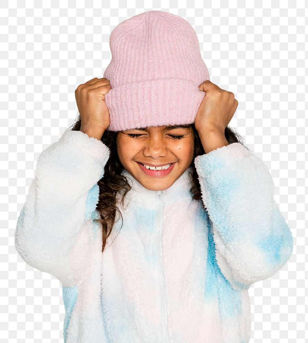 Happy little girl png sticker, transparent background