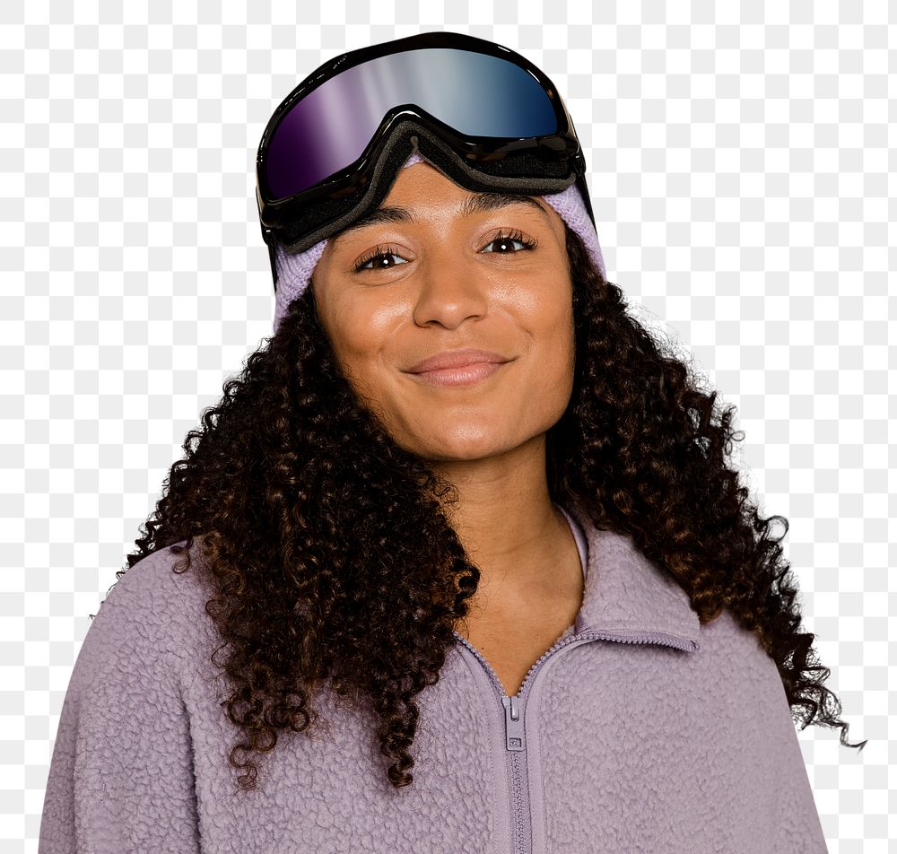 Woman ski outfit png sticker, transparent background