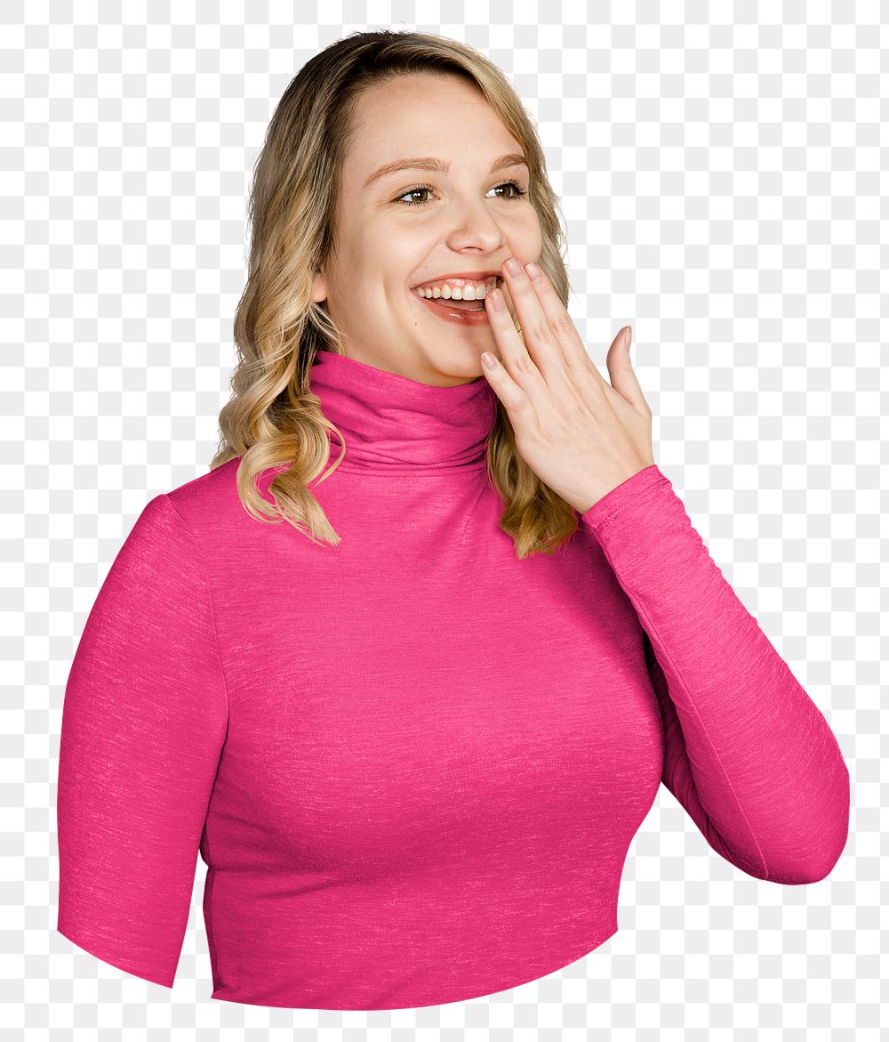 Gasping woman png sticker, transparent background