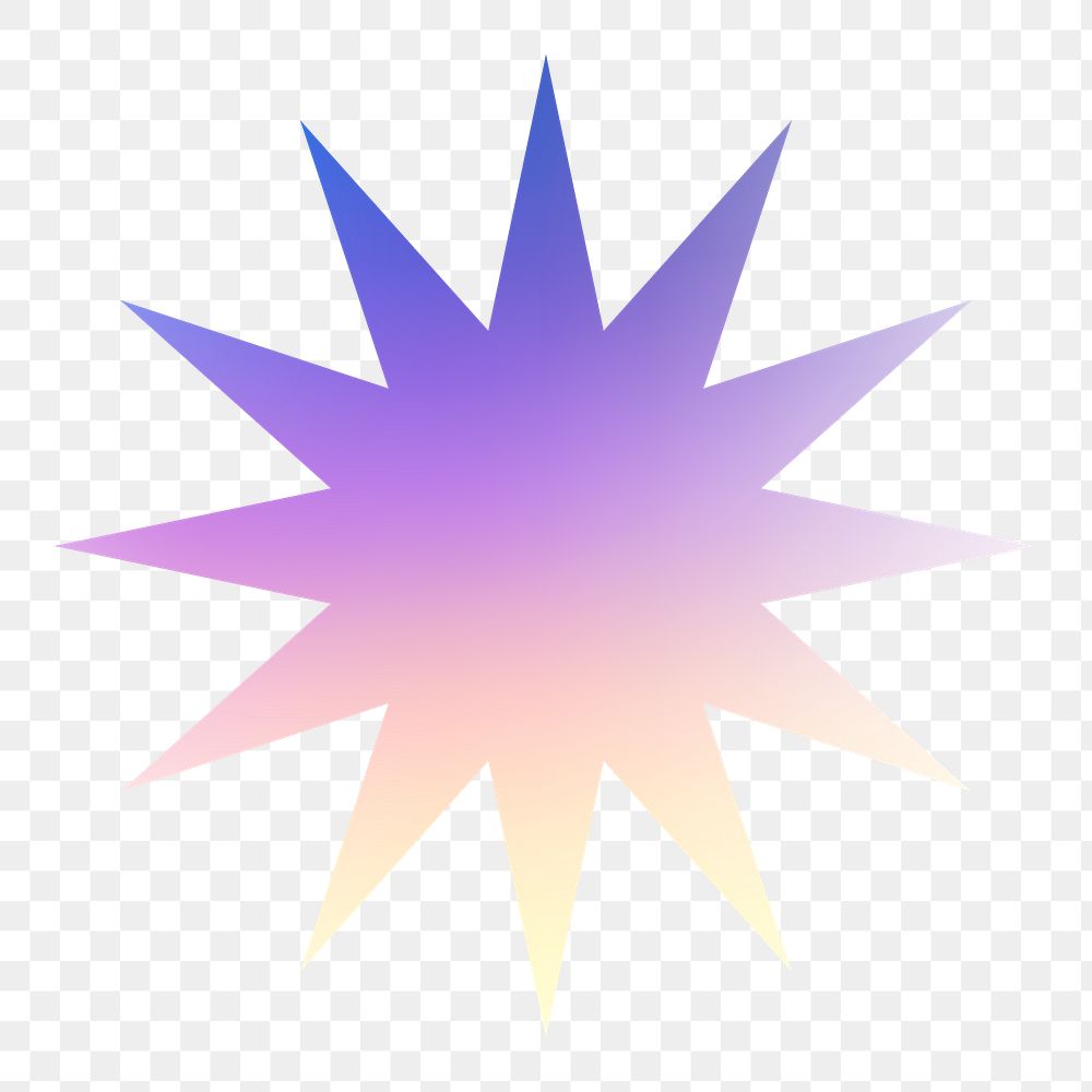 Starburst badge png sticker, purple gradient design transparent background