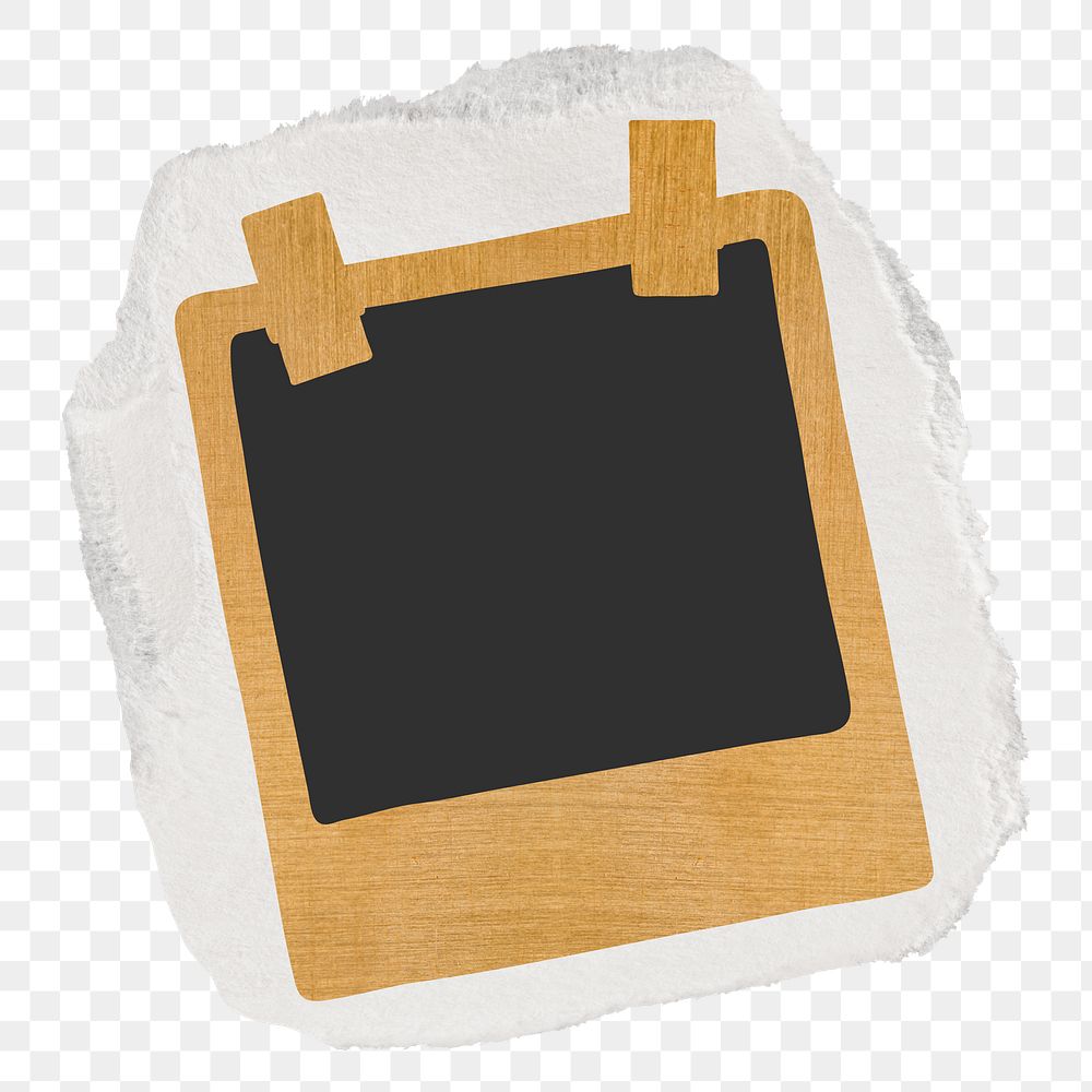 Instant film png frame sticker, gold illustration, transparent background