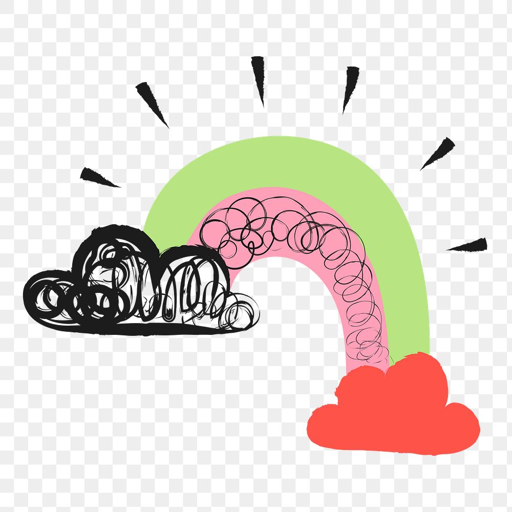 Rainbow, weather png sticker, colorful doodle on transparent background