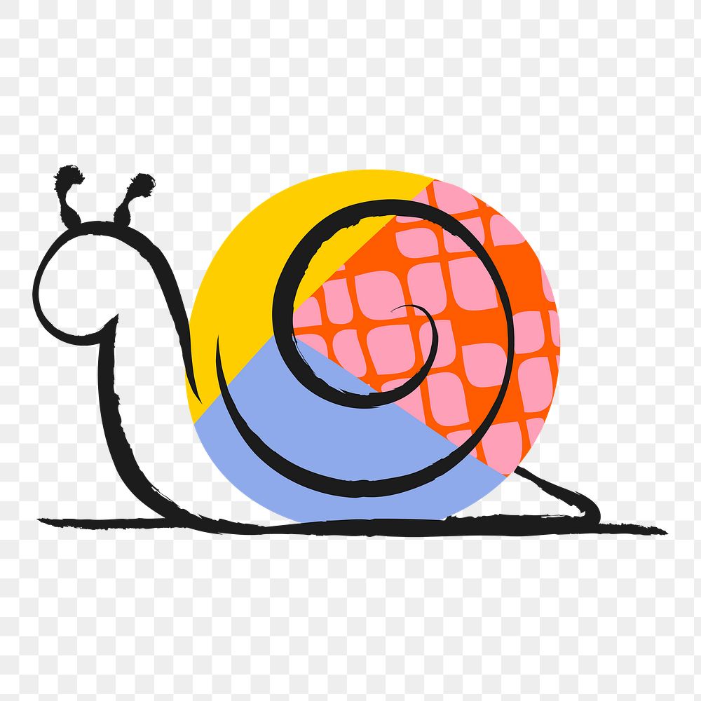Snail png sticker, colorful doodle on transparent background