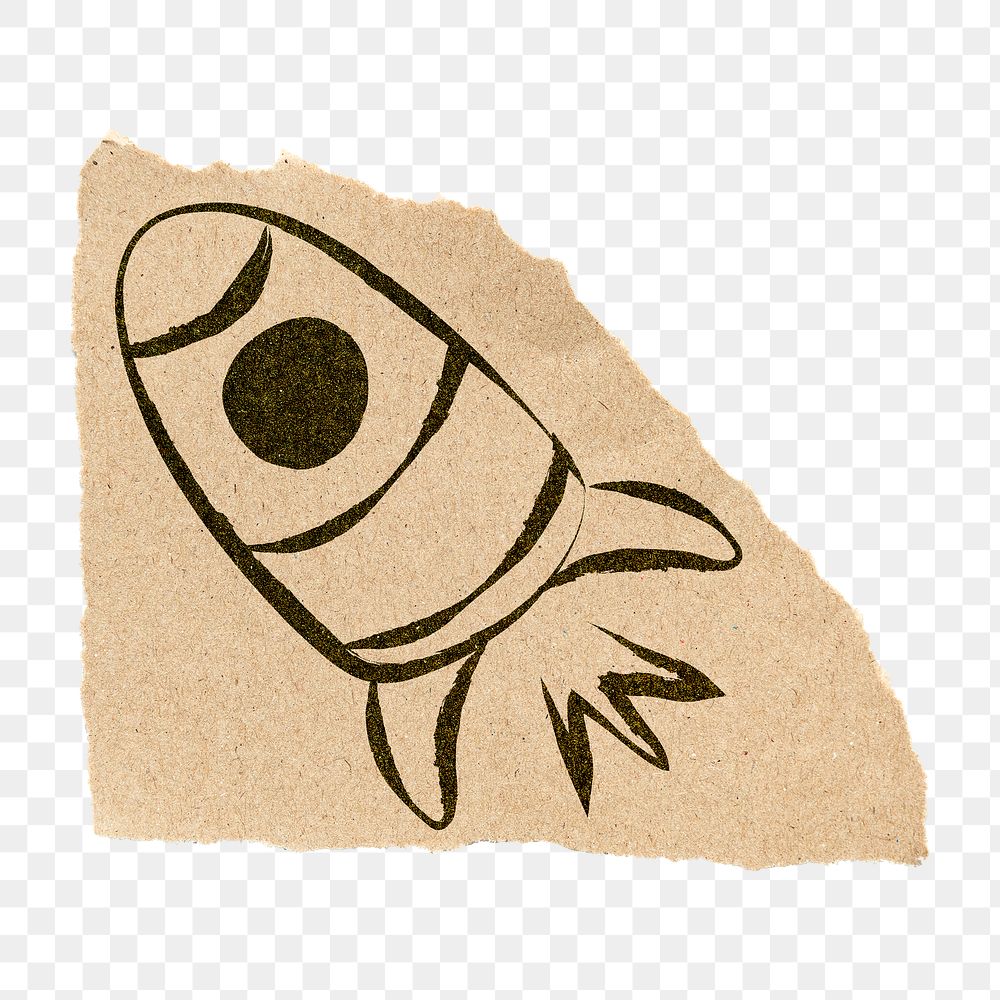 Space rocket ripped paper doodle sticker