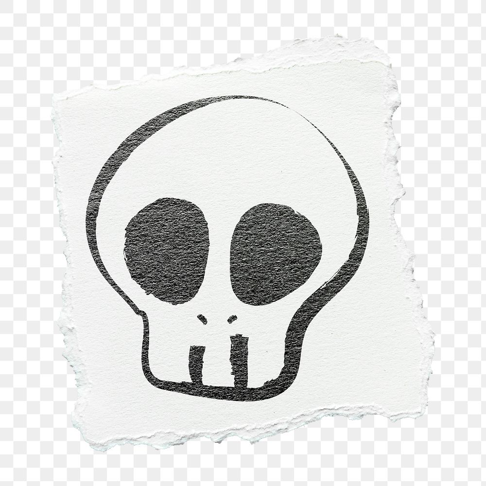 Halloween skull png sticker, cute doodle on transparent background