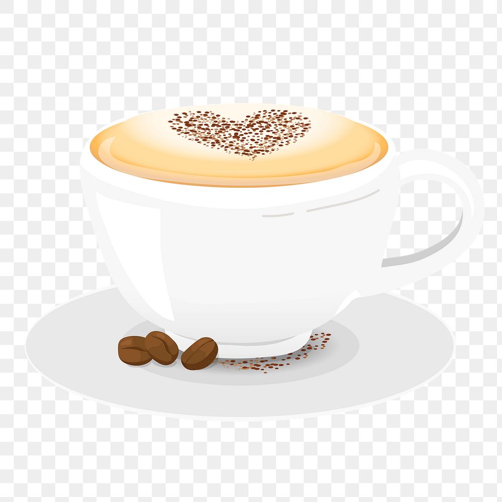 Latte art png sticker, cute illustration, transparent background