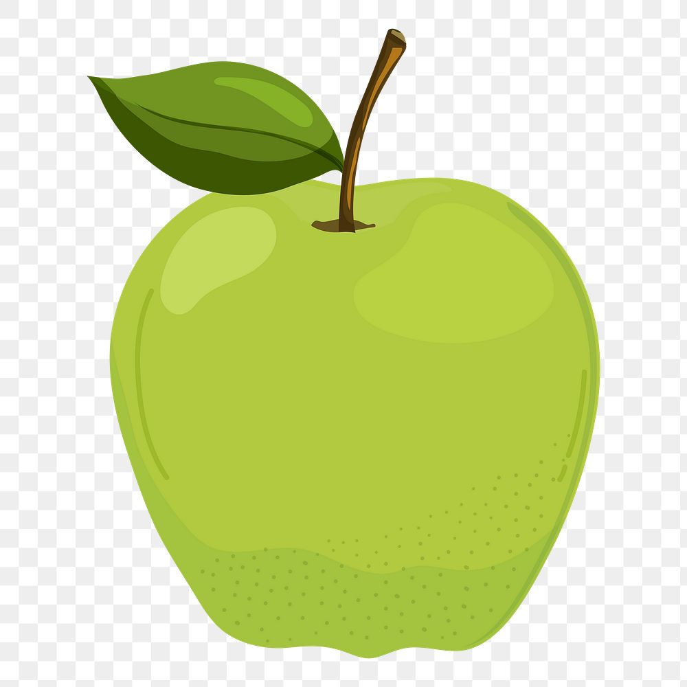 Green apple png sticker, cute illustration, transparent background