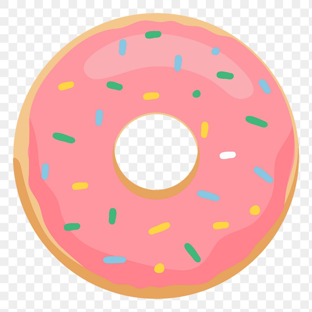 Pink donut png sticker, cute illustration, transparent background