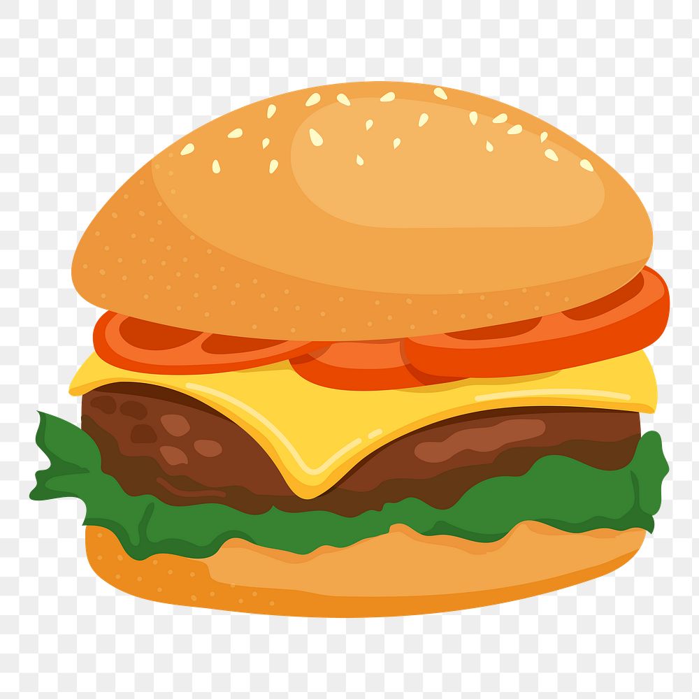 Hamburger png sticker, cute illustration, transparent background