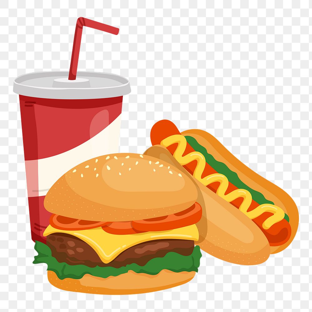 Fast food png sticker, cute illustration, transparent background