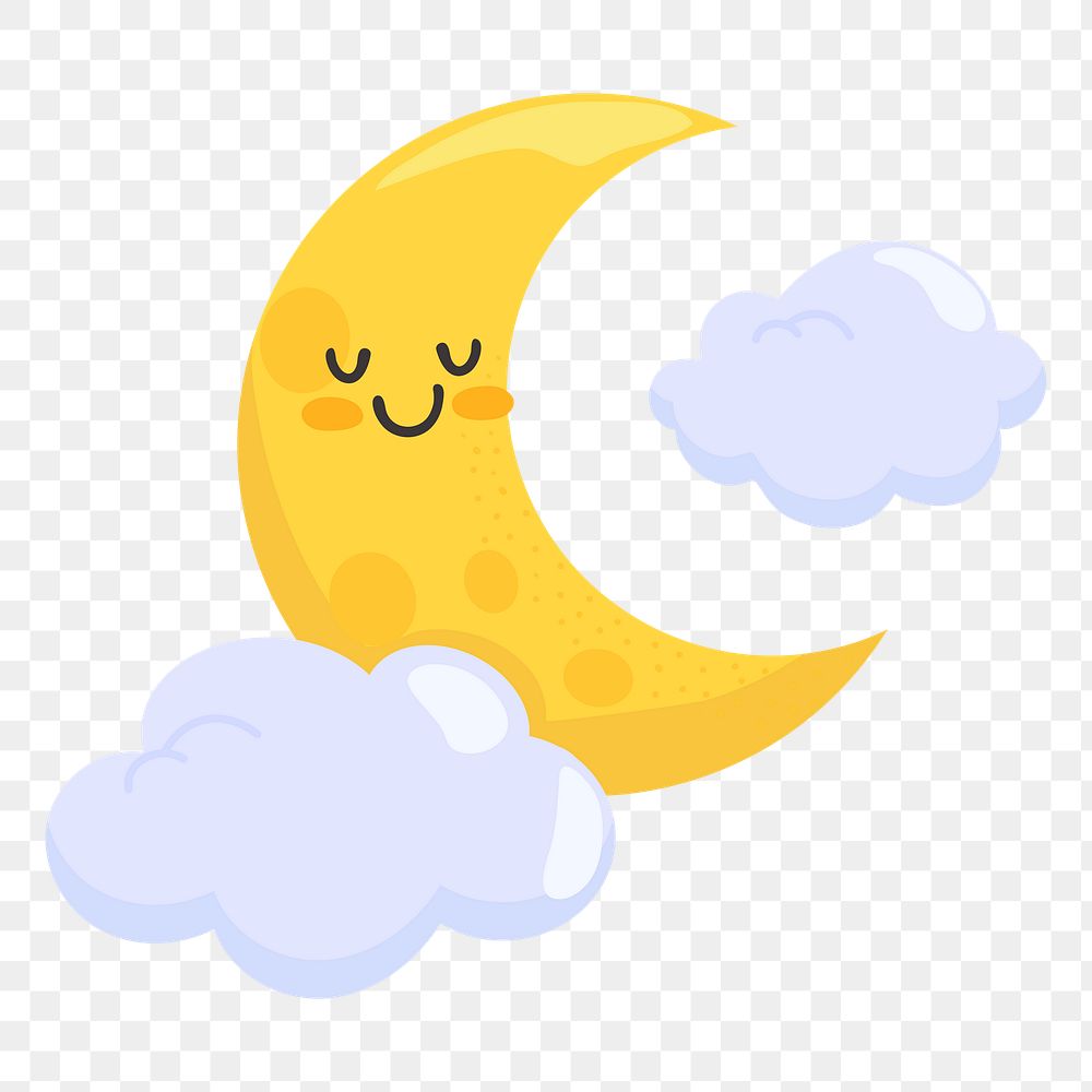 Moon png sticker, cute illustration, transparent background