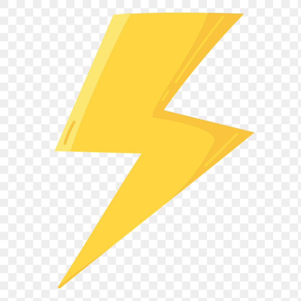 Lightning bolt png sticker, cute illustration, transparent background