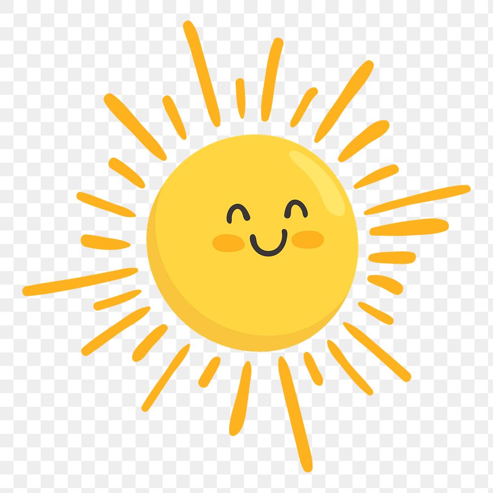 Smiling sun png sticker, cute illustration, transparent background