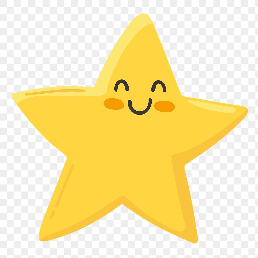 Smiling star png sticker, cute illustration, transparent background