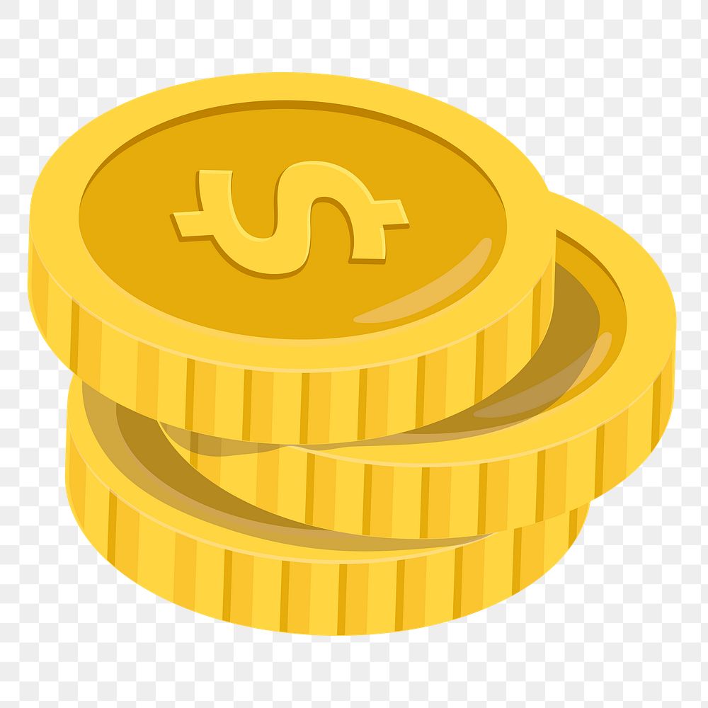 Dollar coins png sticker, cute illustration, transparent background