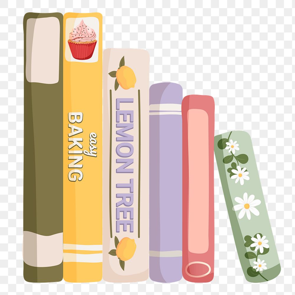 Books png sticker, cute illustration, transparent background
